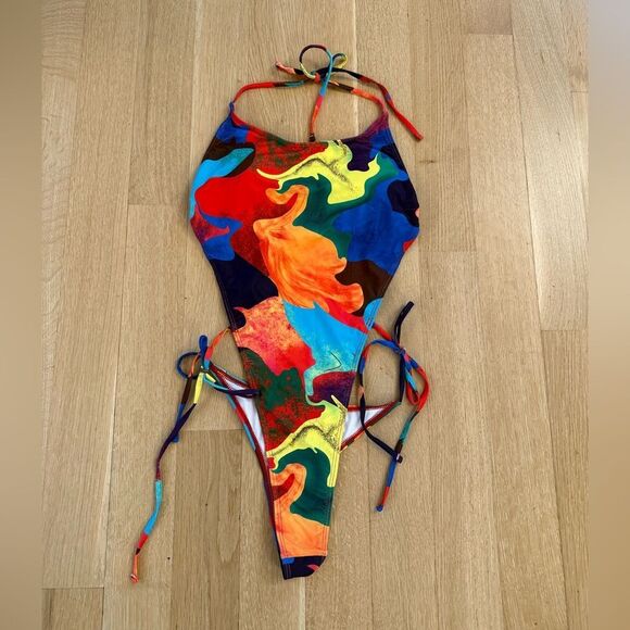 Colorful sexy one piece bathing suit - Picture 1 of 7